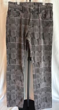 Pleasures “Fingerprint” All-Over Print Jeans – Black/Purple | Size 30